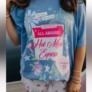 Shop Staykation Blue “Hot Mess Express” Collage Tee Oversized Graphic XL